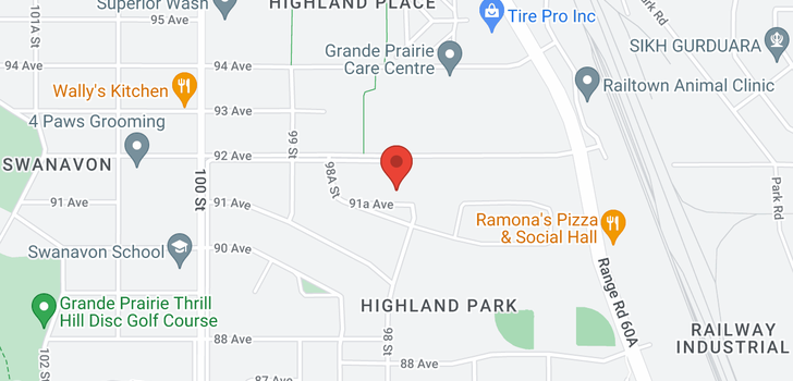map of 9808 91A Avenue